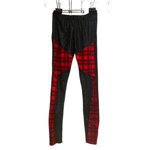 Ayanapa Stretch Black & Red Plaid Leggings, Size !2